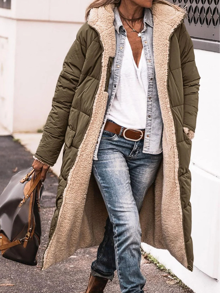 Avery | Abrigo Largo Reversible con Elegancia Sencilla