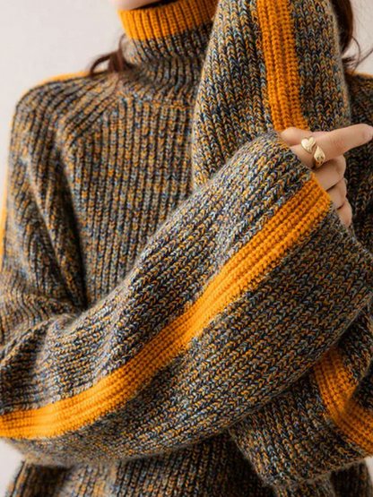 Fern | Jersey Moderno de Rayas con Cuello Alto y Calidez Confortable