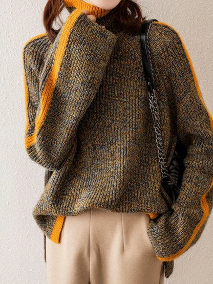 Fern | Jersey Moderno de Rayas con Cuello Alto y Calidez Confortable