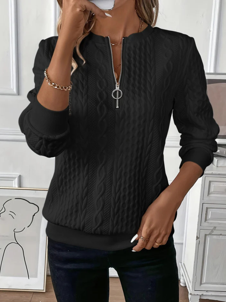 Thalienne | Jersey Trenzado con Cremallera de Elegancia Eterna