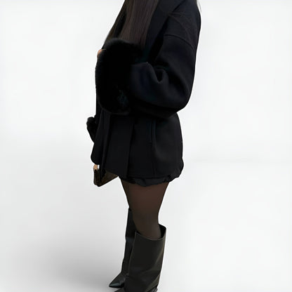 Solena™ | Cappotto in Lana con Dettagli in Pelliccia Sintetica